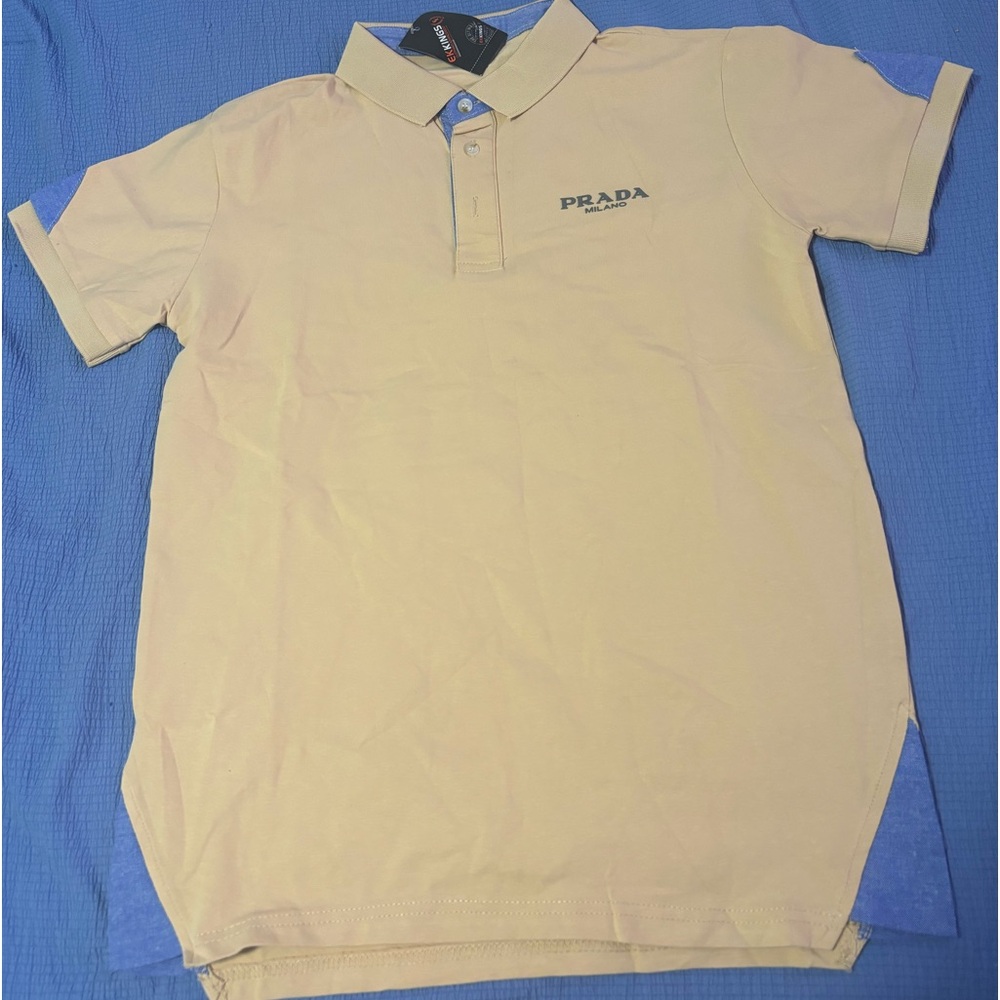 T shirt polos Prada men, boys short sleeves size:M EEKINGS New brand Cream color